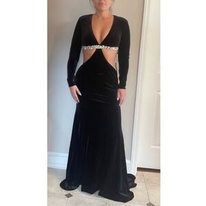 Jovani Velvet Evening Dress with cutouts